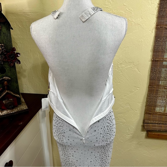 NWT! Gold Label WOW Couture Silver Rhinestone Dress - Picture 6 of 9
